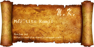Mátits Kamil névjegykártya